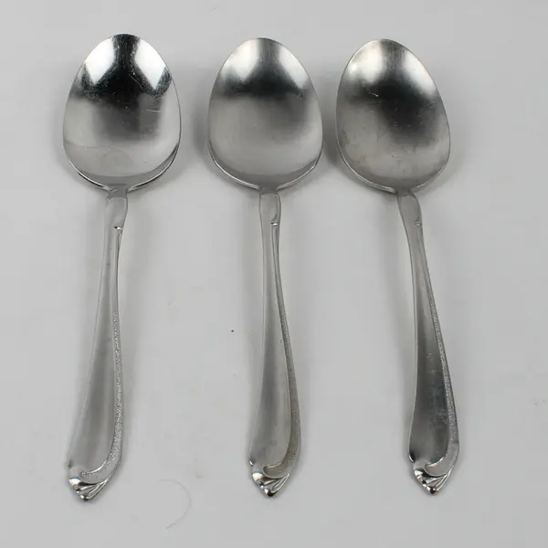 Lot Of 3 Oneida Silver Whispering Sand (Stainless) Flatware Serving Spoon 8.5"