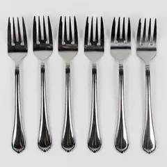 Lot of 6 Wallace Silver Alton Pattern 18/10 Stainless Salad Forks 7" Good