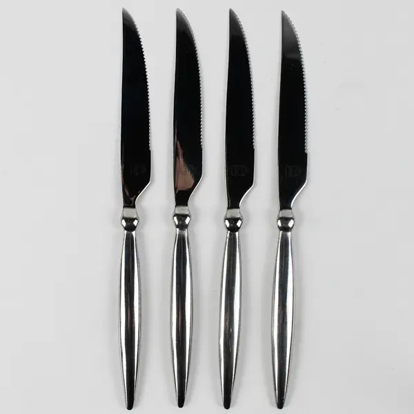 Lot of 4 Mikasa Ballet Pattern 18/10 Stainless Steak Knives 9.5" Plastic Sleeves
