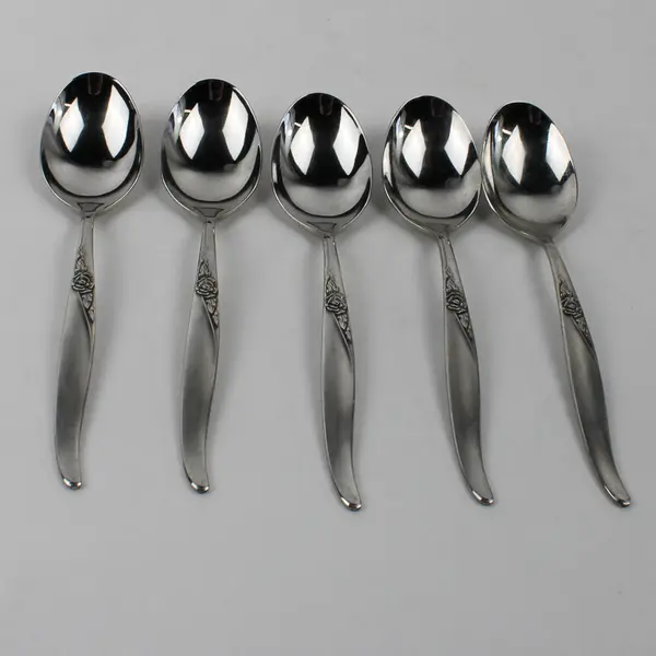 Lot Of 5 Oneida Silver Inspire (Stainless) Flatware Soup Spoons 7" Long