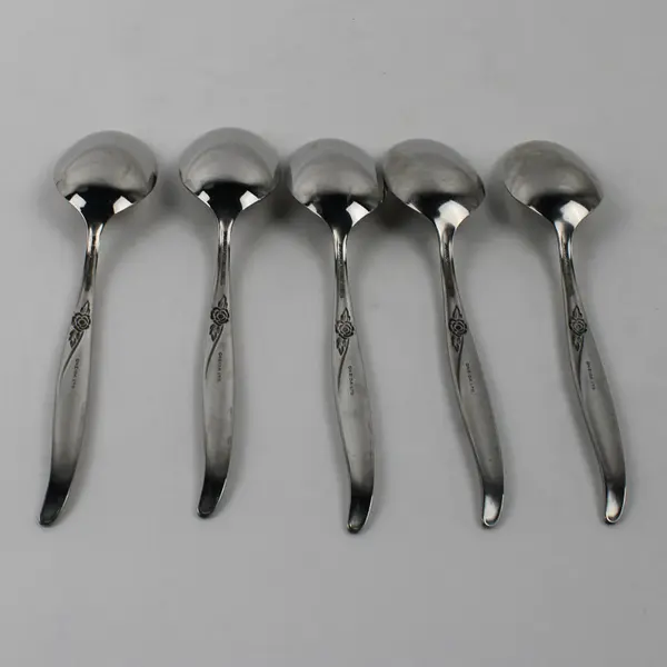Lot Of 5 Oneida Silver Inspire (Stainless) Flatware Soup Spoons 7" Long