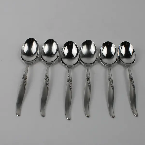 Lot Of 6 Oneida Silver Inspire (Stainless) Flatware Soup Spoons 7" Long