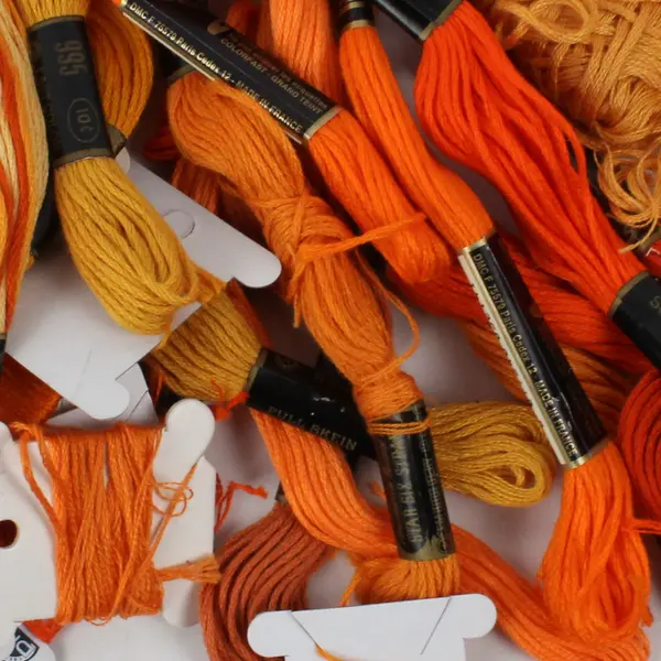 Lot of 29 Embroidery Floss Thread Skeins Shades of Orange