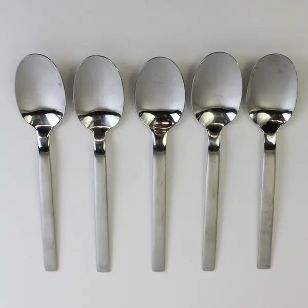 Lot of 5 Hampton Silversmiths HSV7 Pattern 18/10 SS Oval Soup Spoons 7.75" Good
