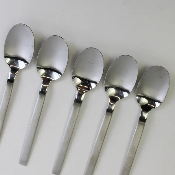 Lot of 5 Hampton Silversmiths HSV7 Pattern 18/10 SS Oval Soup Spoons 7.75" Good