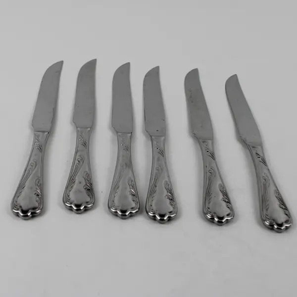 Lot of 6 Mikasa MIS37 Pattern 18/10 SS Steak Knives Serrated Rare HTF 9.25"