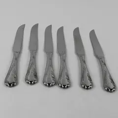 Lot of 6 Mikasa MIS37 Pattern 18/10 SS Steak Knives Serrated Rare HTF 9.25"