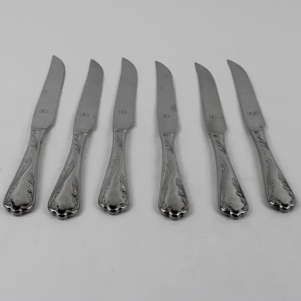 Lot of 6 Mikasa MIS37 Pattern 18/10 SS Steak Knives Serrated Rare HTF 9.25"