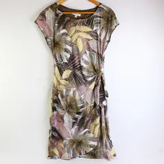 NorthStyle Side Tie Multicolor Leaf Print Midi Dress Women's Size 10