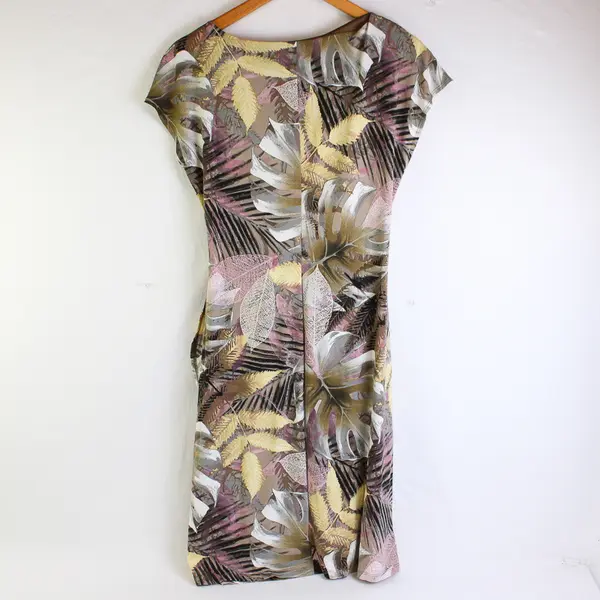 NorthStyle Side Tie Multicolor Leaf Print Midi Dress Women's Size 10