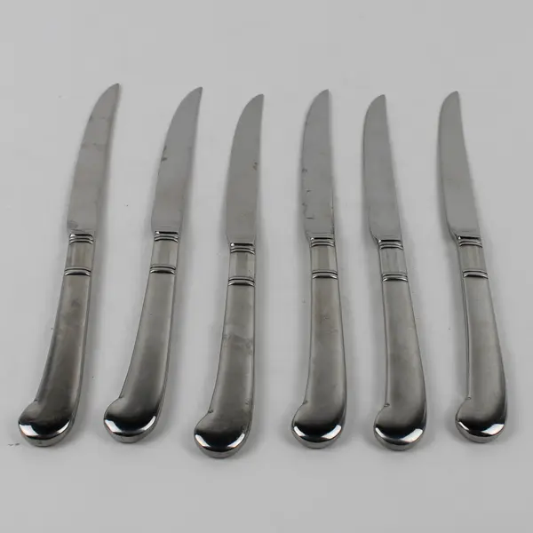 Lot of 6 Pfaltzgraff PFF33 Pattern 18/8 SS Pistol Handle Steak Knives 9" Rare