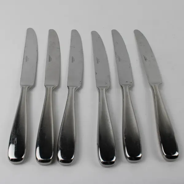 Japanese Stainless Steel Sword Style Lot of 6 Steak Knives Serrated 8.25" Good