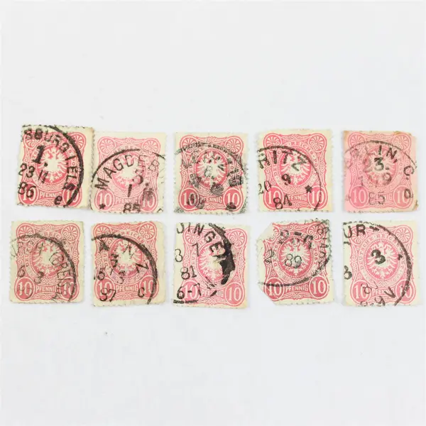 Lot Of 10 Germany Deutsches Reich Imperial Eagle 10 Pfennig Stamps Used 1880s