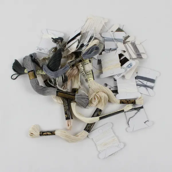 Lot Of 33 Skeins Embroidery Floss Thread White Gray Black