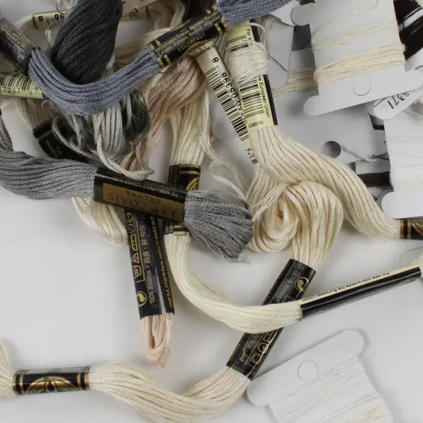 Lot Of 33 Skeins Embroidery Floss Thread White Gray Black