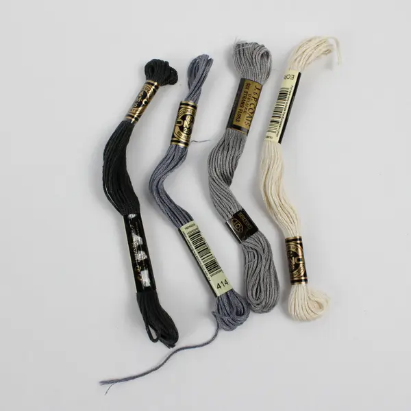 Lot Of 33 Skeins Embroidery Floss Thread White Gray Black