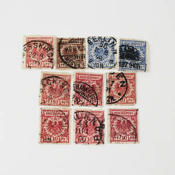 Lot Of 10 Germany Deutsches Reich Imperial Eagle 10/20/50pf Stamps Used 1890s