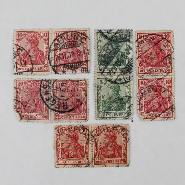 Lot Of 5 Germany Germania 5/10/40 Pfennig Stamp Pairs (10 Stamps Total) Used