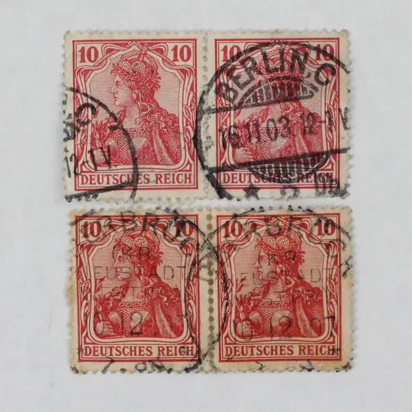 Lot Of 5 Germany Germania 5/10/40 Pfennig Stamp Pairs (10 Stamps Total) Used