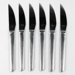 Lot of 6 Italian  Stainless Steel Steak Knives No Serration 3.25" Blade 8.25" 