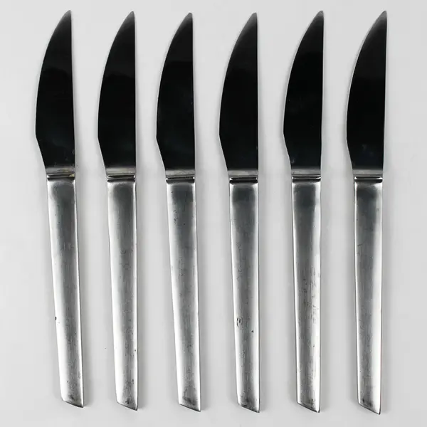 Lot of 6 Italian  Stainless Steel Steak Knives No Serration 3.25" Blade 8.25" 