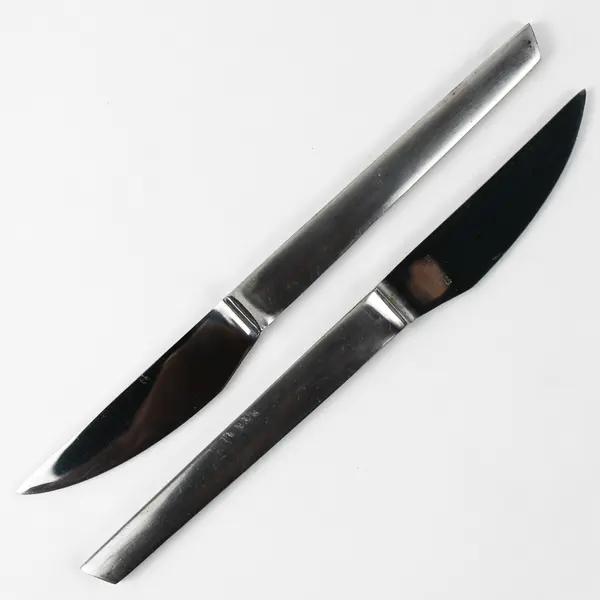 Lot of 6 Italian  Stainless Steel Steak Knives No Serration 3.25" Blade 8.25" 