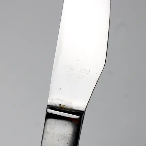 Lot of 6 Italian  Stainless Steel Steak Knives No Serration 3.25" Blade 8.25" 