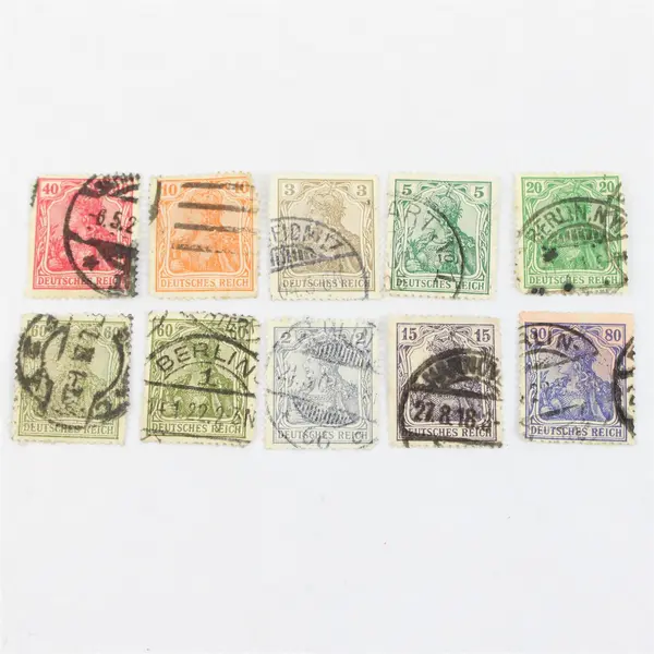 Lot Of 10 Germany Deutsche Reich Germania 2/3/5/10/15/20/40/60/80pf Stamps Used