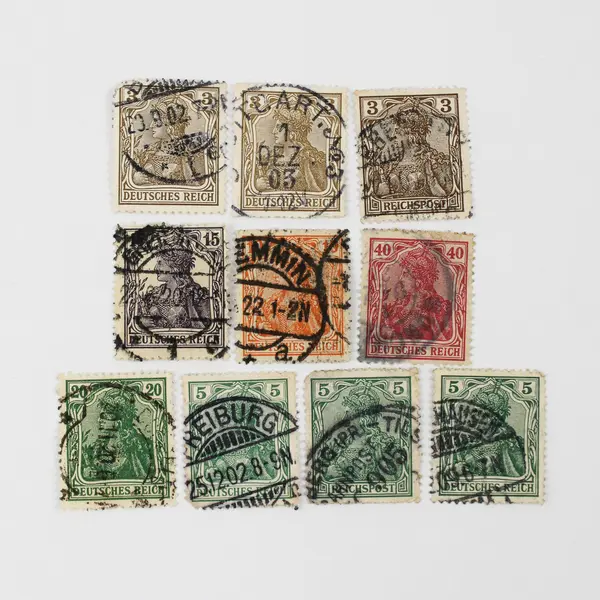 Lot Of 10 Germany Deutsches Reich Germania 3/5/10/15/20/40 Pfennig Stamps Used