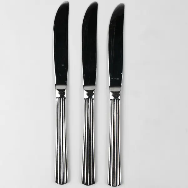 Lot of 3 International Silver (aka Rogers) Stainless Dinner Knives 9" Ribbed 