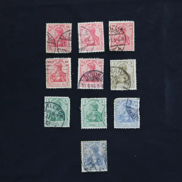 Lot Of 10 Germany Deutsches Reich Germania 3/5/10/20/40 Pfennig Stamps Used
