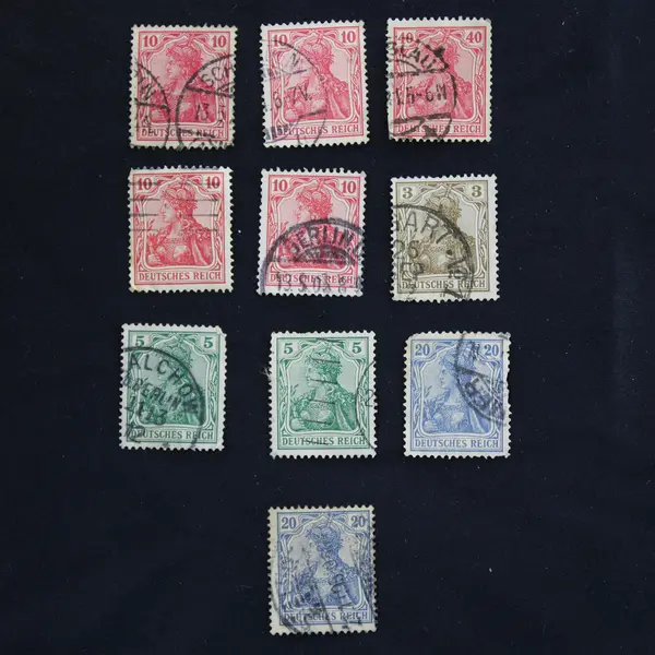 Lot Of 10 Germany Deutsches Reich Germania 3/5/10/20/40 Pfennig Stamps Used