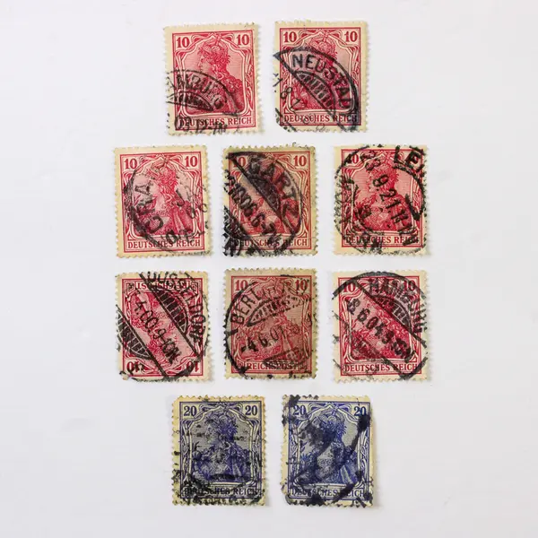 Lot Of 10 Germany Deutsches Reich Germania 10 Pfennig 20 Pfennig Stamps Used