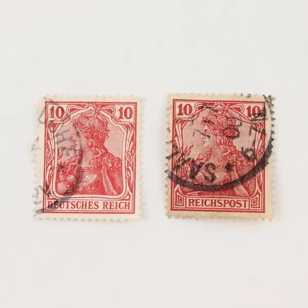 Lot Of 10 Germany Deutsches Reich Germania 10 Pfennig Stamps Used