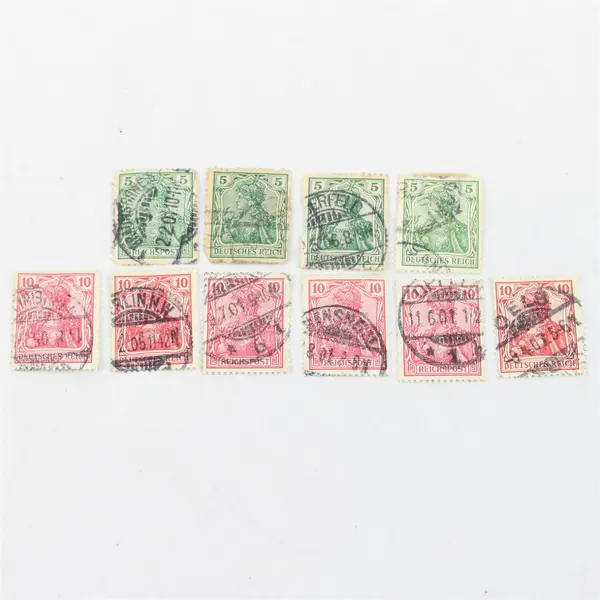 Lot Of 10 Germany Germania 5 Pfennig 10 Pfennig Stamps Used