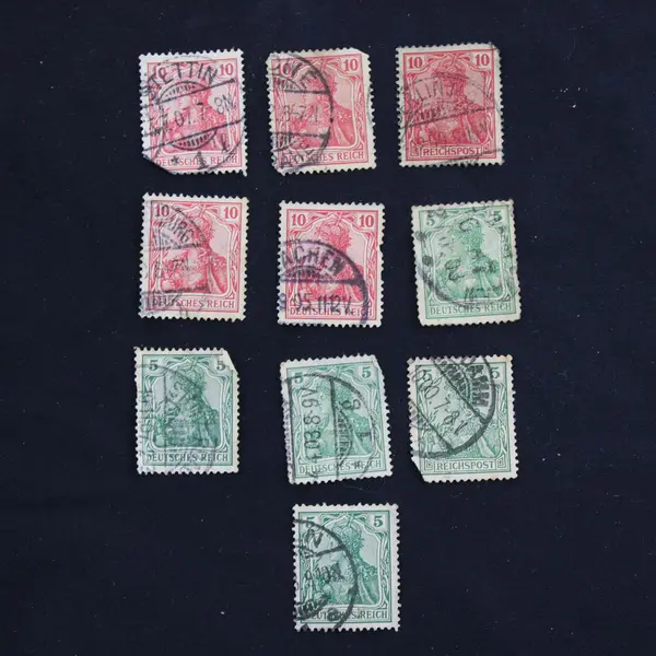 Lot Of 10 Germany Germania 5pf 10pf Stamps Used