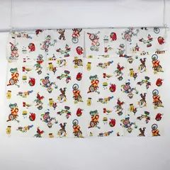 Lot of 2 Vintage Circus Clown Animal Fabric Pieces  1.5 Yards x 35" Wide FLAWED
