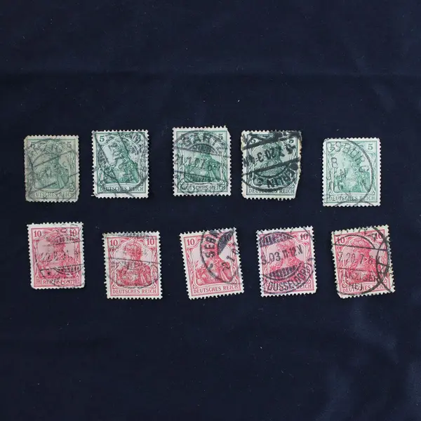 Lot Of 10 Germany  Deutsches Reich Germania 5pf 10pf Stamps Used