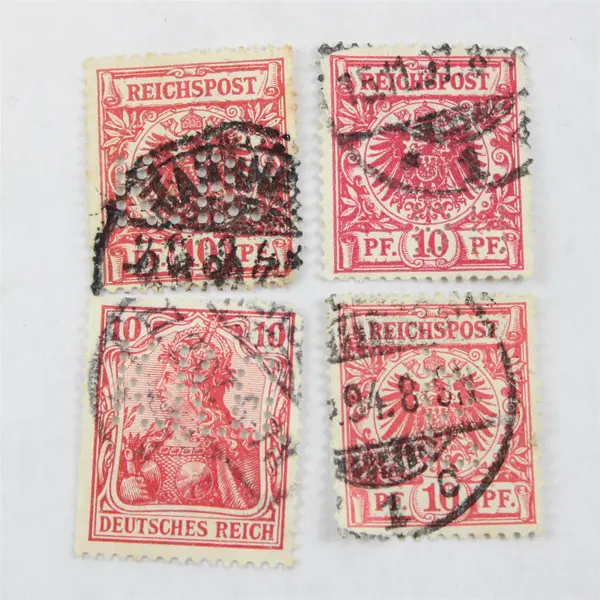 Lot Of 6 Germany Deutsches Reich 3pf 5pf 10pf Perfin Stamps Used