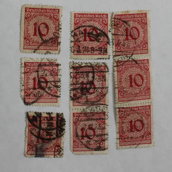 Lot Of 9 Germany Deutsches Reich 10 Pfennig Hyperinflation Stamps Used 1920s