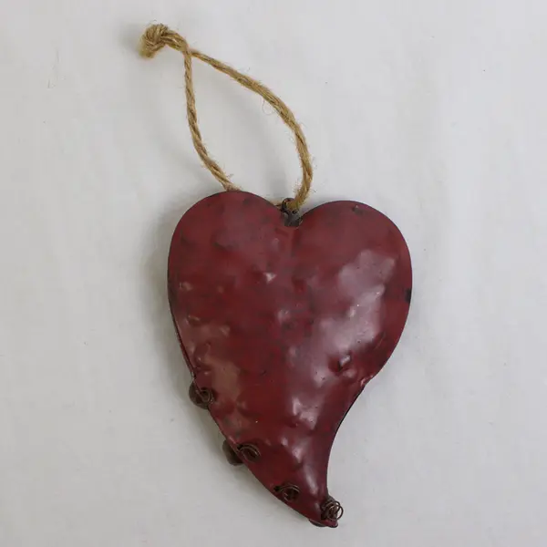 Vintage Kitsch Painted Snowman Metal Heart Christmas Ornament