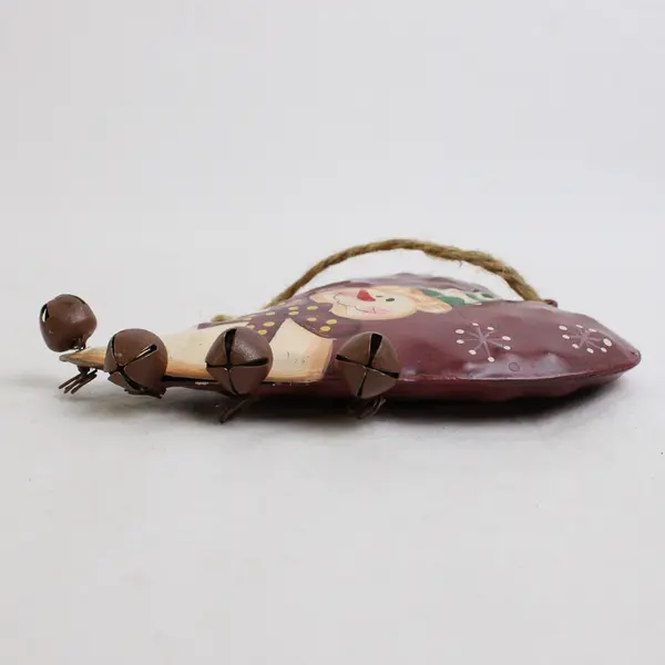 Vintage Kitsch Painted Snowman Metal Heart Christmas Ornament