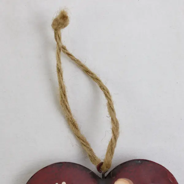 Vintage Kitsch Painted Snowman Metal Heart Christmas Ornament