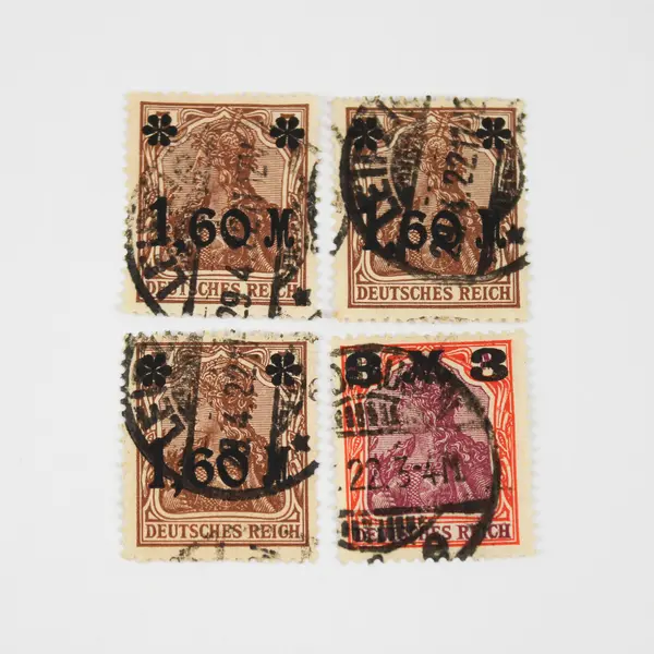Lot Of 4 Germany Germania 1.60 Mark 3 Mark Hyperinflation Overprint Stamps Used