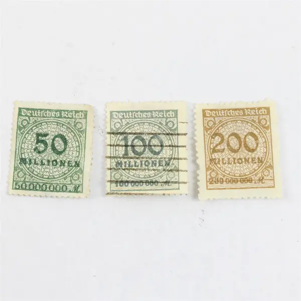 Lot Of 9 Germany 1/2/4/5/10/20/50/100/200 Million Mark Stamps Used 1920s