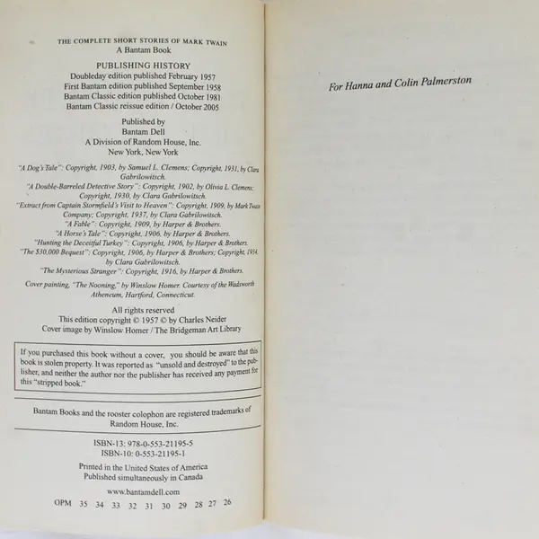 Bantam Classics The Complete Short Stories of Mark Twain Paperback