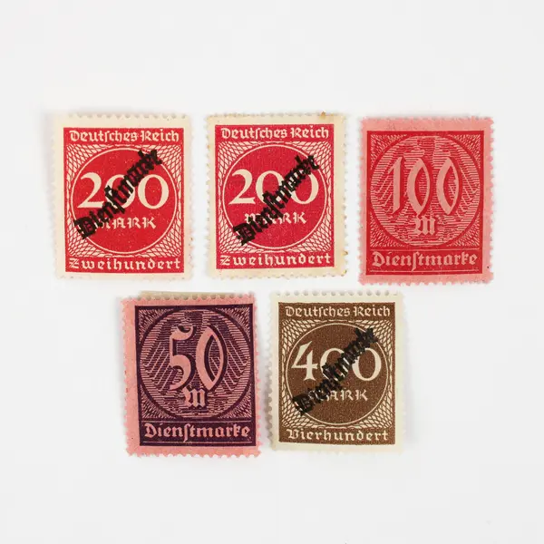 Lot Of 5 Germany Deutsches Reich Dienstmarke Stamps 1920s Hyperinflation 