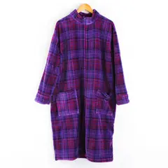 Alexander Del Rossa Pink and Purple Plaid Fleece Zip-Up Trench Coat Women's S/M