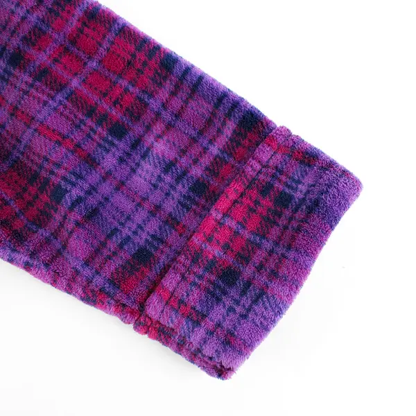 Alexander Del Rossa Pink and Purple Plaid Fleece Zip-Up Trench Coat Women's S/M