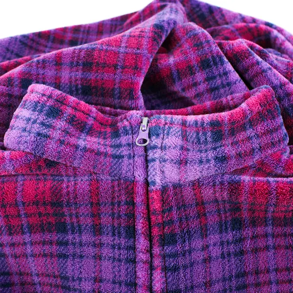 Alexander Del Rossa Pink and Purple Plaid Fleece Zip-Up Trench Coat Women's S/M